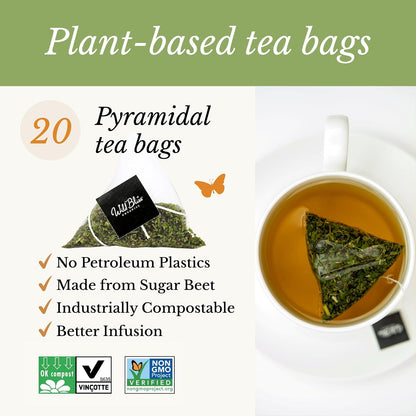 Organic Lemon Balm Tea - Caffeine Free Calming Herbal Tea - Pharmacopoeia Potency - 20 Plant Based Tea Bags