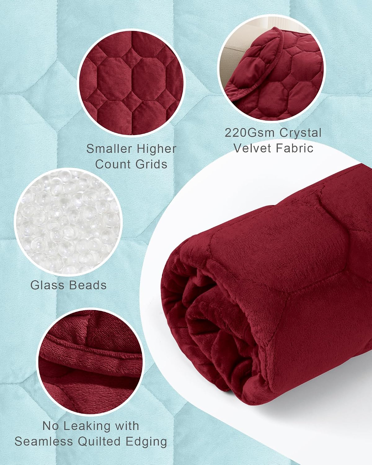 Cottonblue Weighted Lap Blanket 7lbs, Cozy Luxury Crystal Velvet Weighted Blanket for Adults, Small Weighted Blanket for Relaxation, Sleeping, Travel, Grey, 29" x 24"