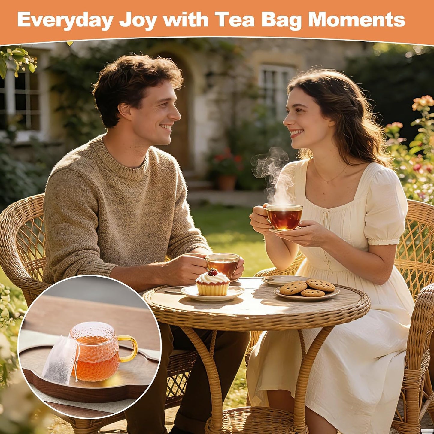 400 PCS Tea Bags for Loose Leaf Tea, 3.54" x 2.75" Tea Bags Empty, Disposable Drawstring Filter Bags of Food Grade Material | for Brewing Coffee, Spices, Cooking & DIY