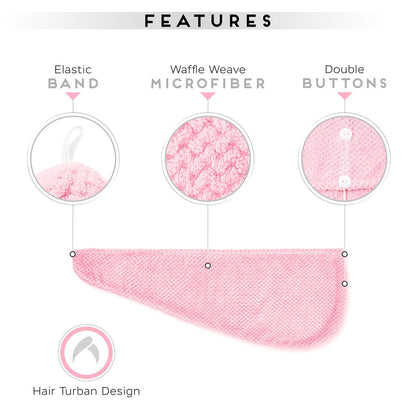 SimpleField 2 Pack Microfiber Hair Towel Wrap for Women, Anti Frizz Quick Drying Hair Turban for All Hair Style, Absorbent and Lightweight (Beige)