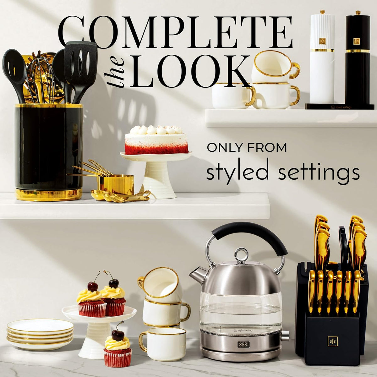 Styled Settings Stainless Steel Electric Kettle with Temperature Control