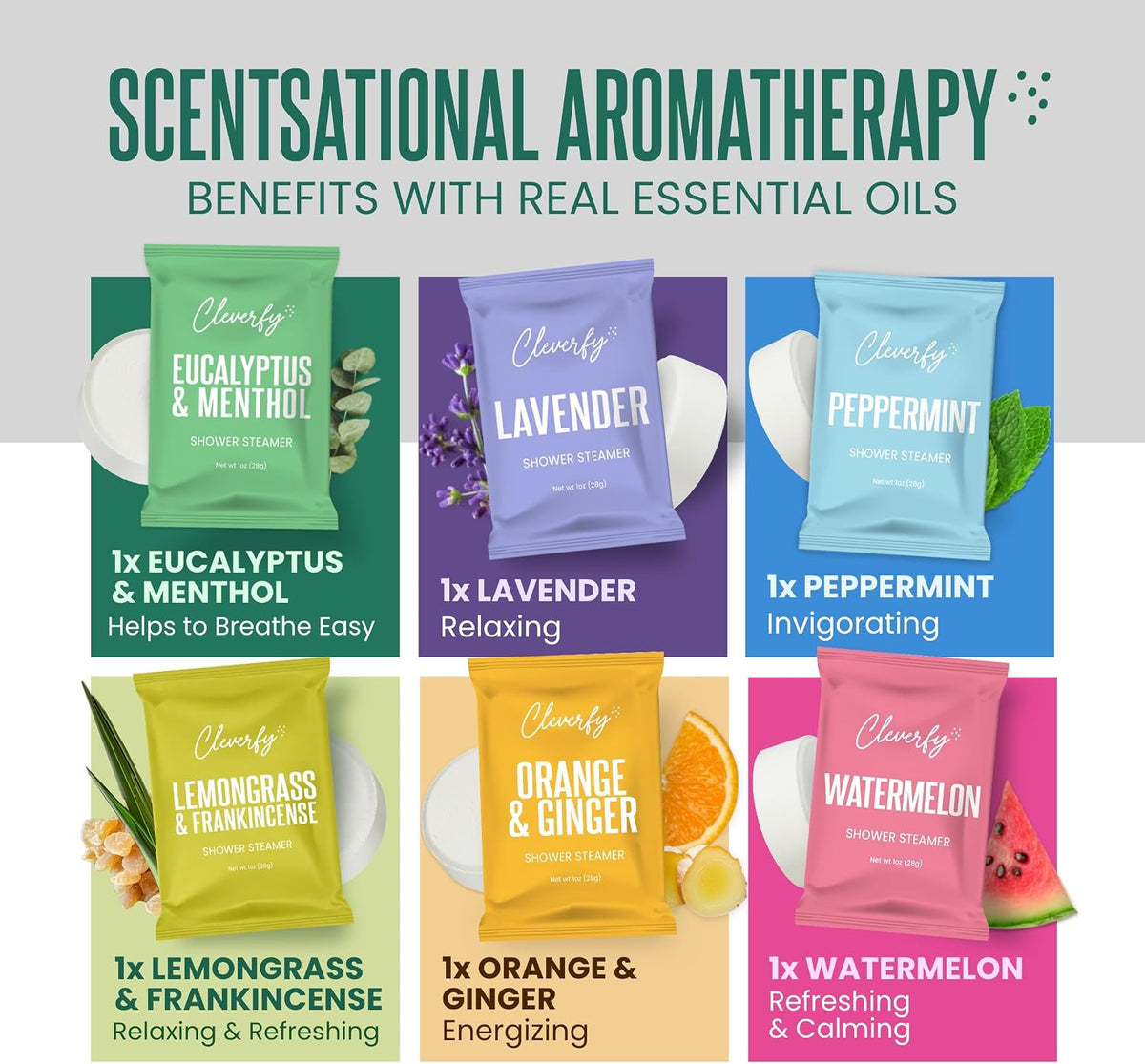 Cleverfy Shower Steamers Aromatherapy Gifts for Women and Men, 18 Tablets
