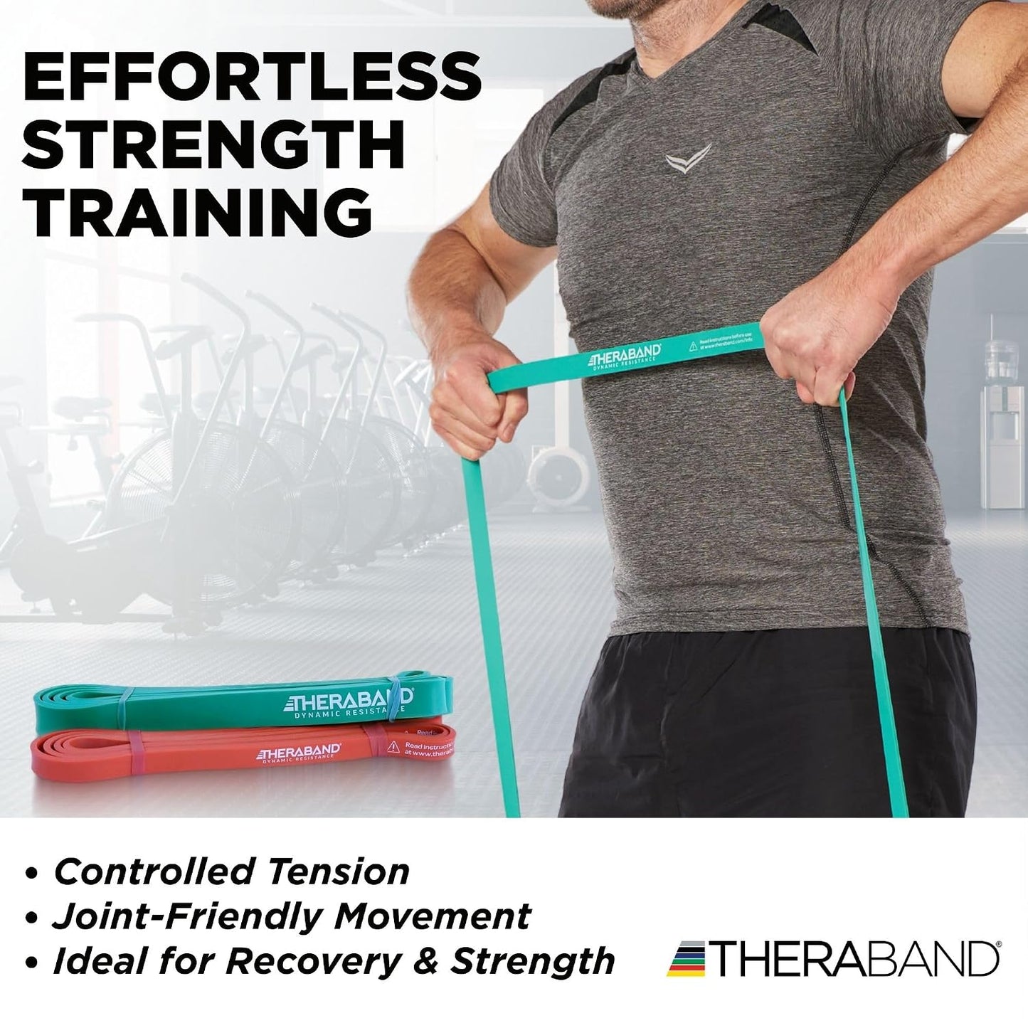 THERABAND High Resistance Band Set of 2, Light and Medium Loop, 15-25 lb