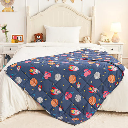 yescool Weighted Lap Pad 2 Pounds Weighted Lap Blanket, Space Plane Small Weighted Blanket, Weighted Throw Blanket Gifts for Travel Indoor Outdoor, 20"x30"