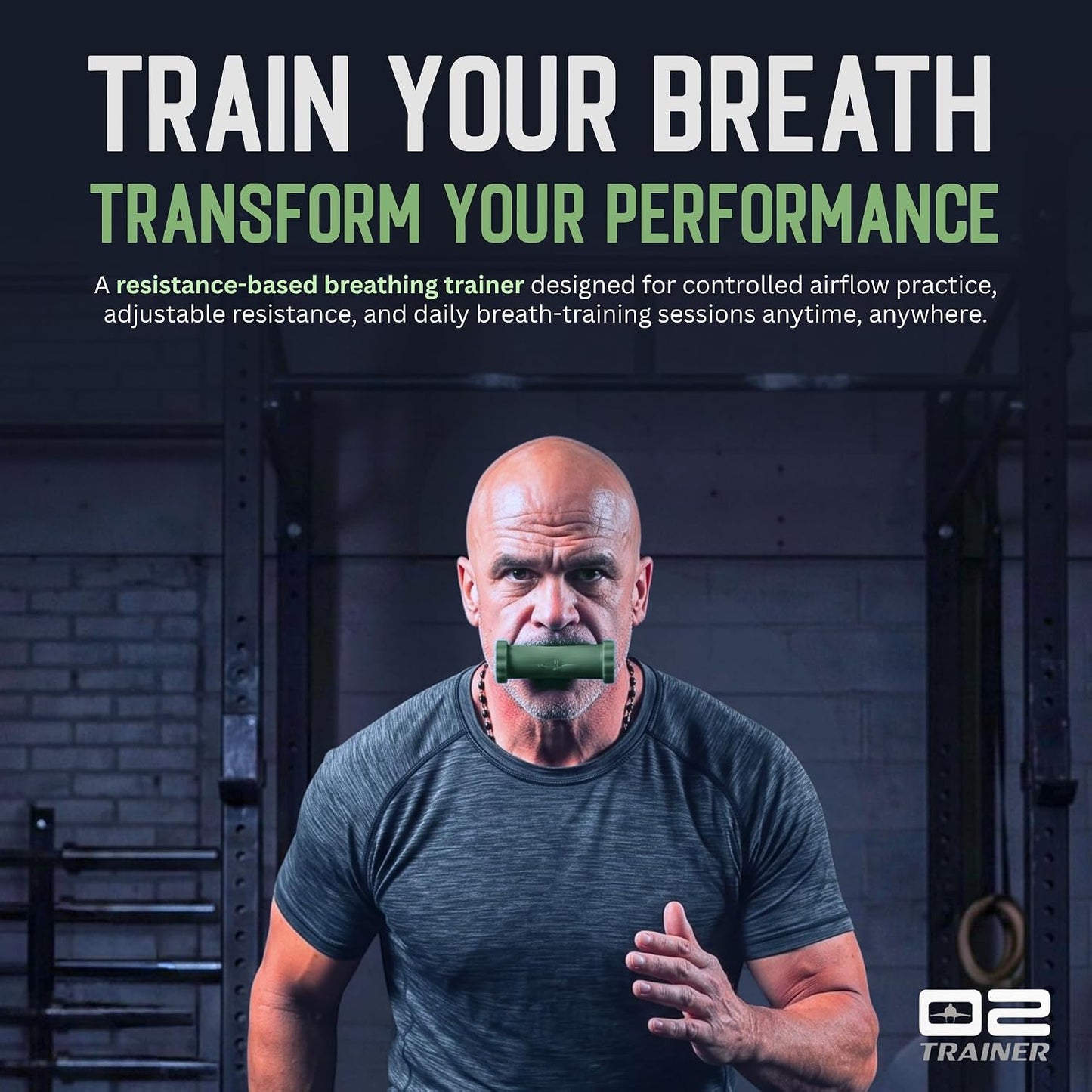 O2Trainer Breathing Muscle Training Device | Lung Power & Endurance Tool for Athletes, Singers & High-Altitude Performance | Diaphragmatic Respiratory Trainer | 16 Resistance Caps