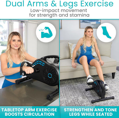 Vive Under Desk Bike Pedal Exerciser - Stationary Exercise Leg Peddler - Low Impact, Portable Mini Cycle Bike for Under Your Office Desk - For Arm or Foot - Small, Sit-Down Recumbent Equipment Machine