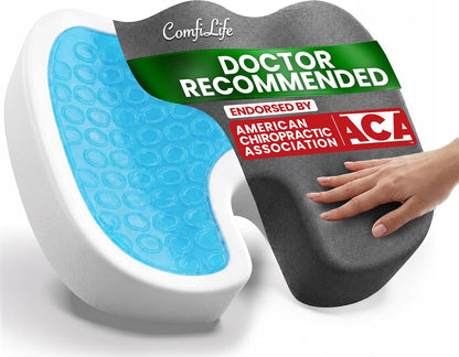 ComfiLife Gel Enhanced Seat Cushion – Office Chair Cushion – Non-Slip Gel & Memory Foam Coccyx Cushion for Tailbone Pain - Desk Chair Car Seat Cushion Driving - Sciatica & Back Pain Relief (Navy)