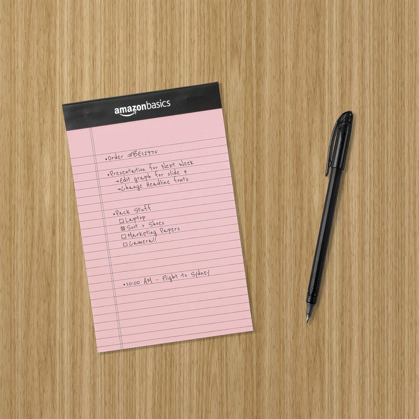 Amazon Basics Wide Ruled Lined Writing Note Pads for Office Supplies, 8.5" x 11.75", White, 12-Pack of 50 Perforated Sheets