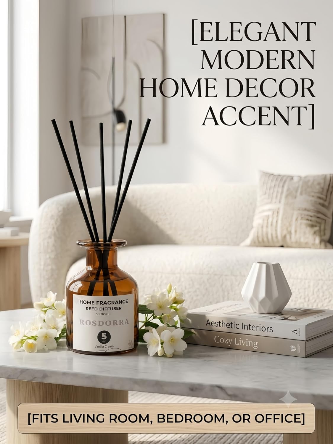 Reed Diffuser Set, Bluebell Scent, 5 oz | Home Fragrance, 5 Sticks Included, Fresh wild floral notes; 90 days constant release;
