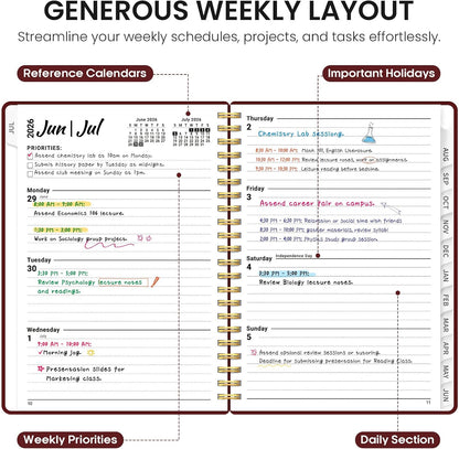 Planner 2026-2027, 8.5" x 11" Weekly and Monthly Academic Year Planner Calendar, July 2026 - June 2027, Hardcover Large School Planning Agenda With Tabs, Perfect for School & Office Supplies, A4, Green