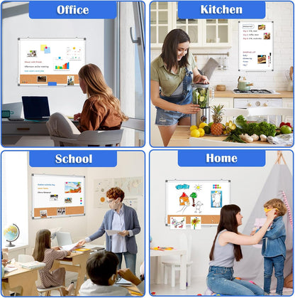 Weekly Dry Erase Calendar Whiteboard for Wall, 24" x 18" Cork Week Planner