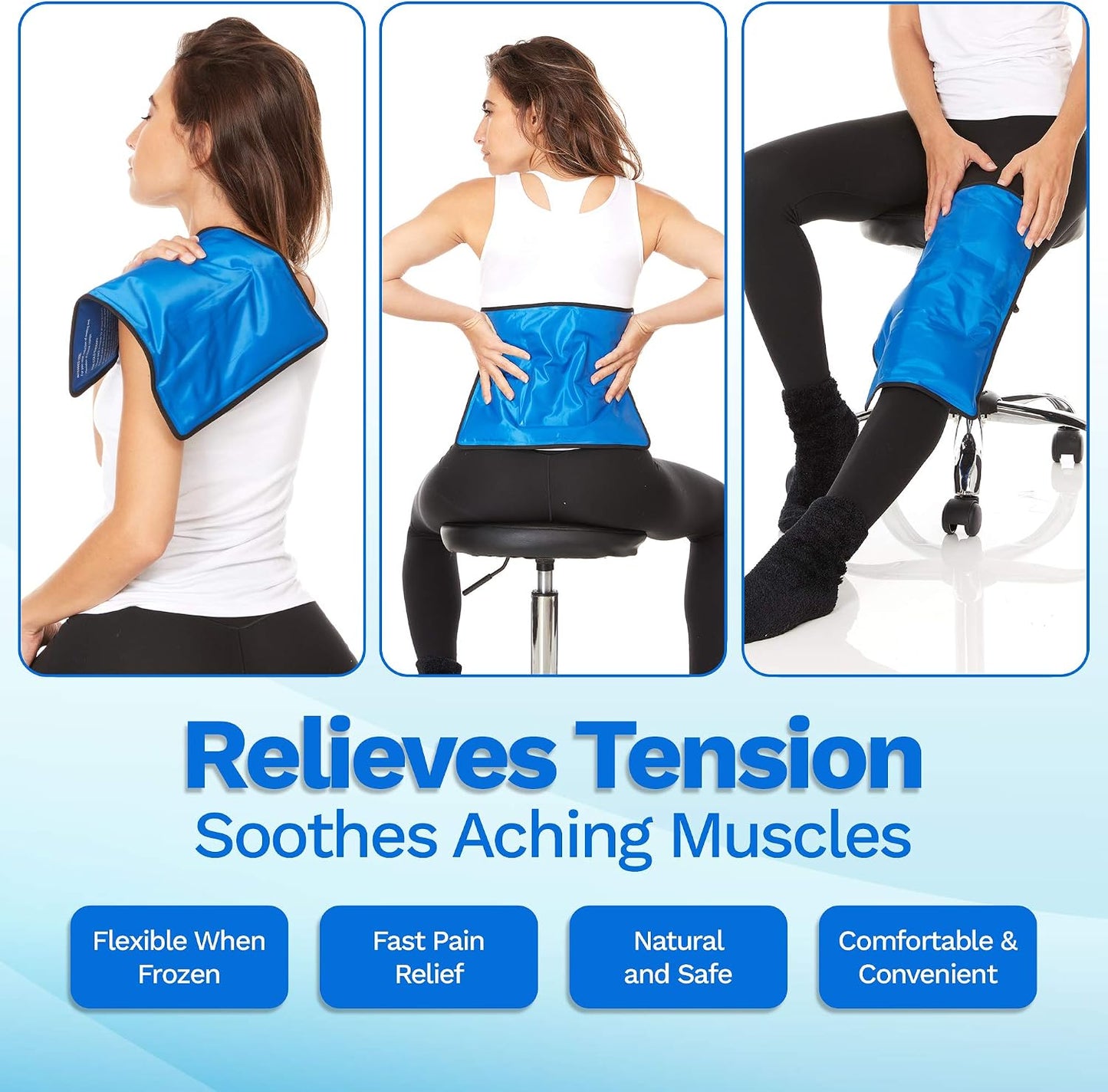 Reusable Hot and Cold Gel Ice Packs for Injuries - Gel Cold Packs for Injuries - Multiple Shapes and Sizes 7 Variety Pack