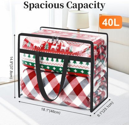 SpaceTrove Clear Storage Bags, 4-Pack Under Bed and Closet Organizers 40L