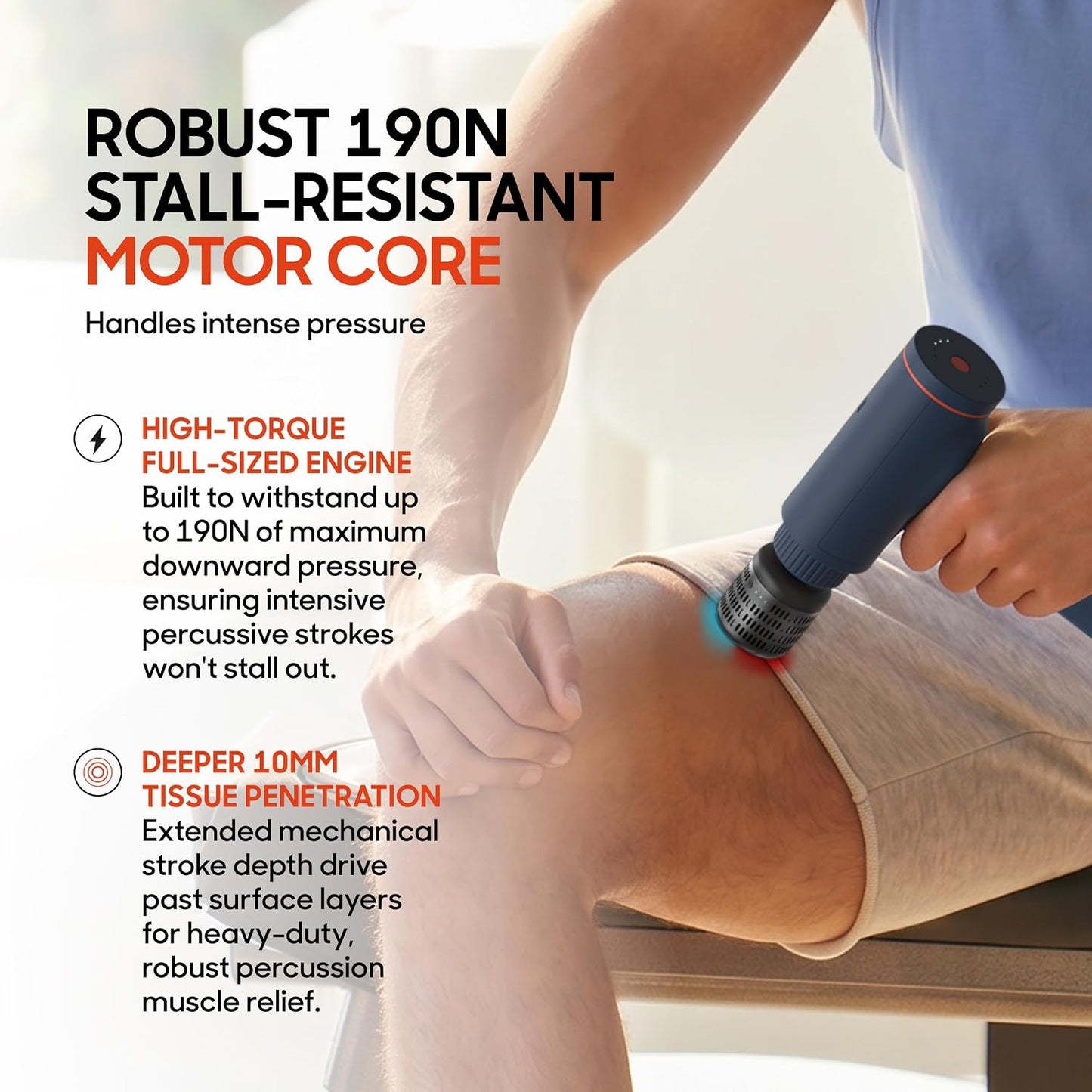 Sharper Image® Powerboost™ Sport Percussion Massager, Lightweight Portable Design with Quiet Drive Technology, Includes 3 Attachments