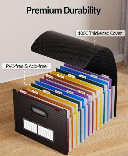 Sooez Accordion File Organizer, 13-Pocket Expanding File Folder Letter Size