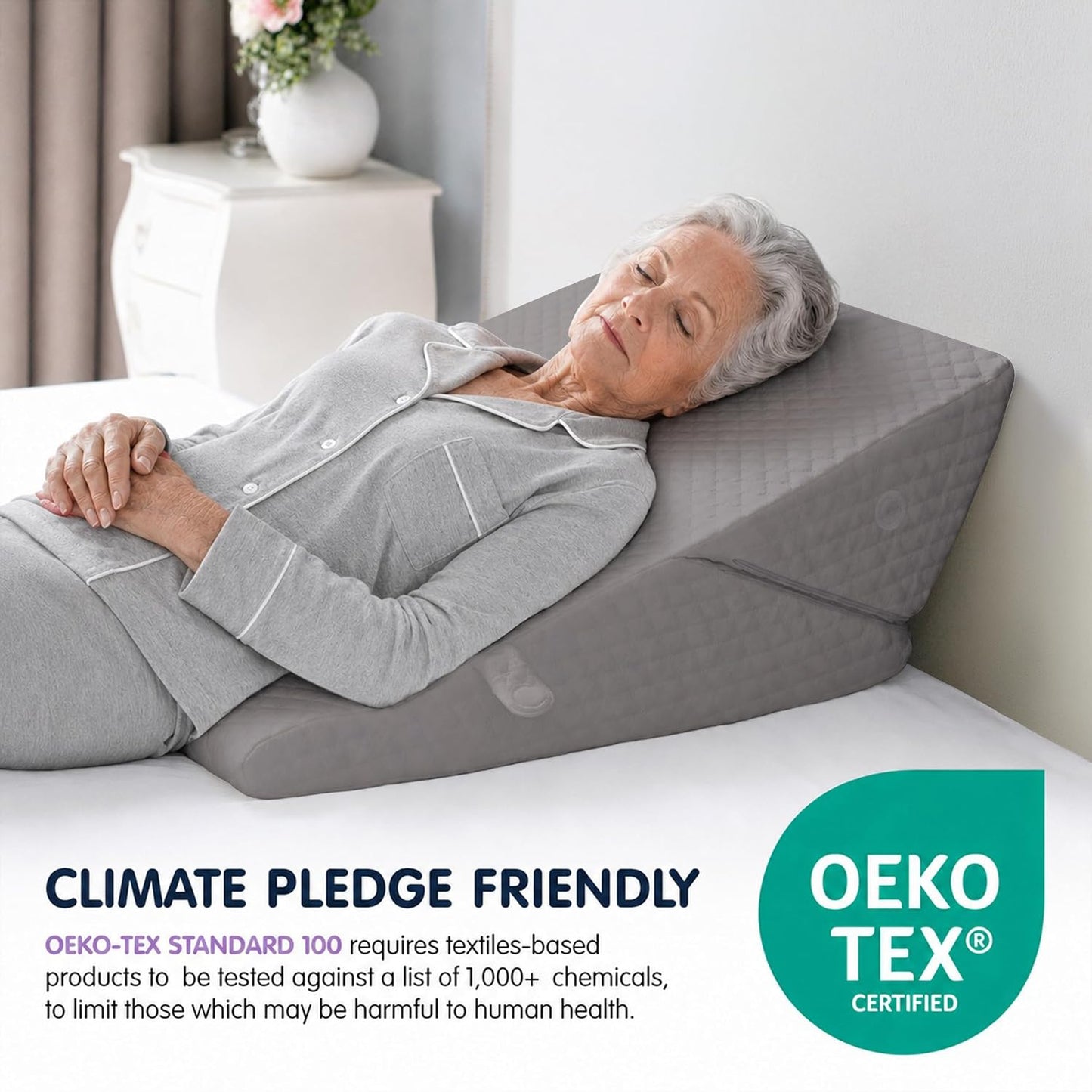 Wedge Pillow for Sleep Apnea, 12 Inch Adjustable Height Bed Wedge Pillow for Chronic Pain, Handicapped Individuals, and Long Term Care and Positioning