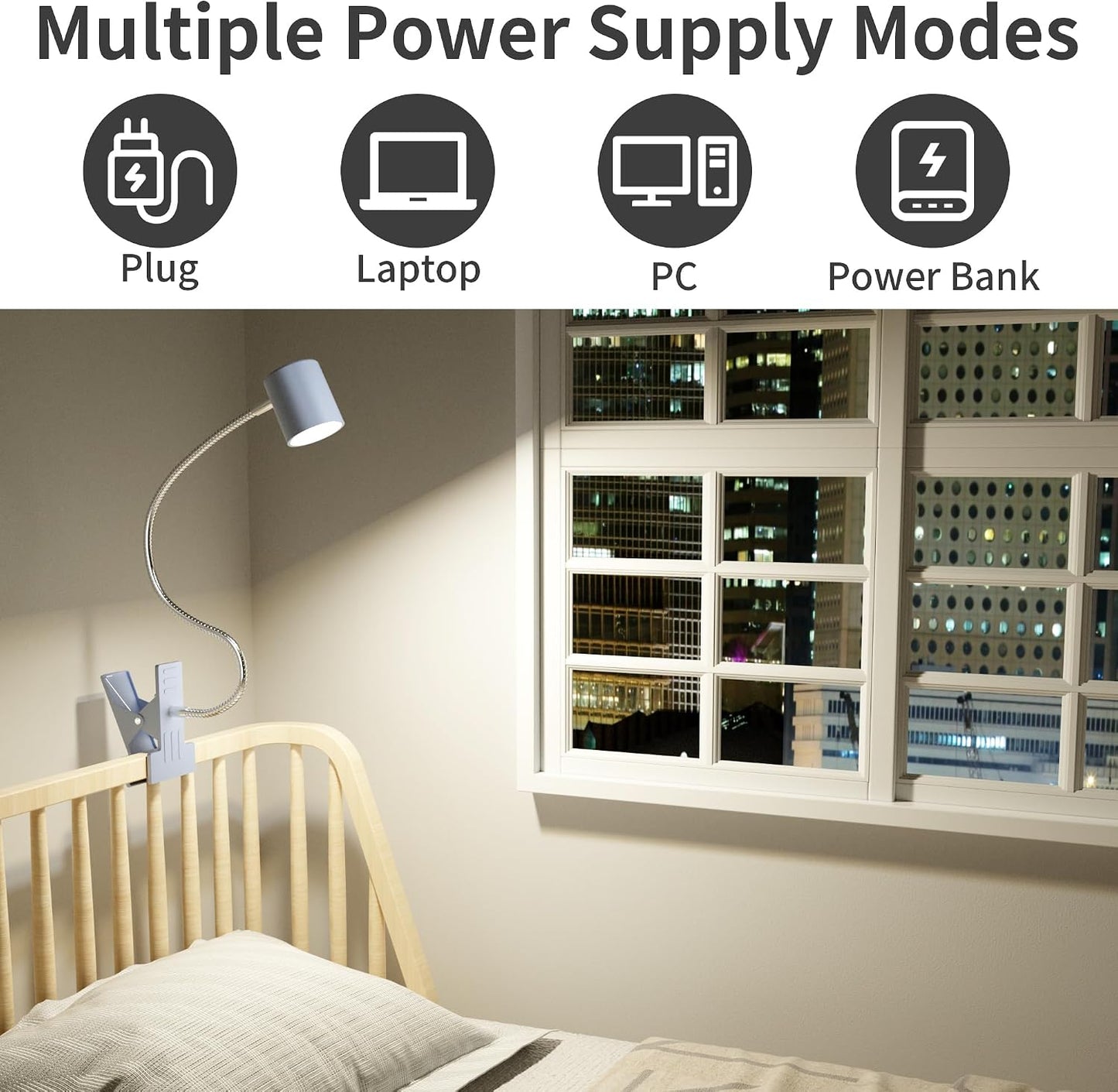 Desk Lamp USB Clip On Light,Book Lights for Reading at Night Clamp Light | 3 Color Modes,10 Brightness Clamp Light,360° Gooseneck LED Reading Light for Books in Bed,Eye-Care for Home Office,Headboards
