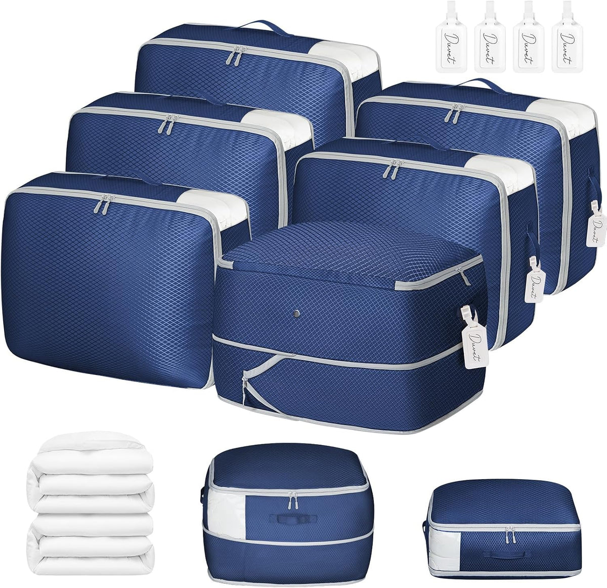 DIMJ Comforter Storage Bag - Blanket Storage Organizer Compression Bags, Large Capacity Ultra Space Saving Self Compression Organize for Bedding, Pillow, Duvet, Sheet Storage with Zipper Window