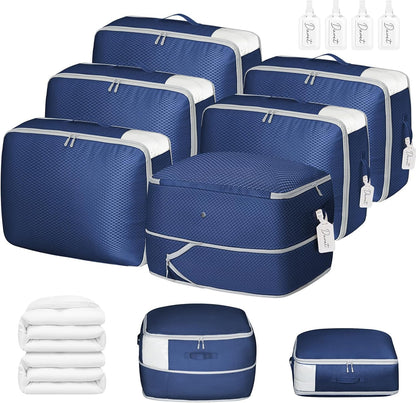 DIMJ Comforter Storage Bag - Blanket Storage Organizer Compression Bags, Large Capacity Ultra Space Saving Self Compression Organize for Bedding, Pillow, Duvet, Sheet Storage with Zipper Window