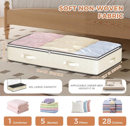 Budding Joy 95L Under Bed Storage Containers, 4 Pack Closet Organizers Grey