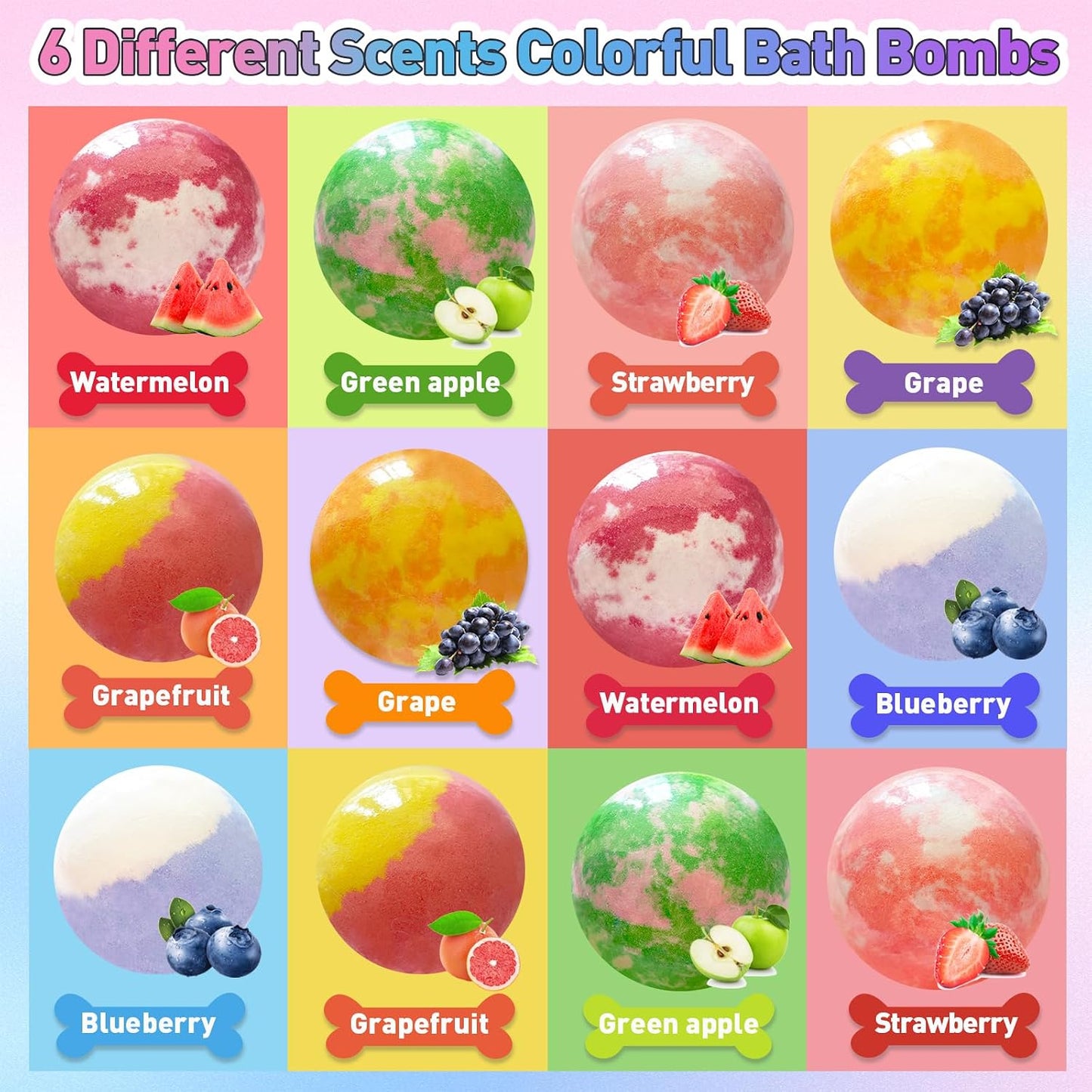 Bath Bombs for Kids with Surprise Inside, 12pcs Kids Bath Bombs with Mermaid Toys Gift Set for Girls, Shea & Coco Butter Dry Skin Moisturize, Birthday Easter Gifts Spa Bath Ball with Bath Toy Fun