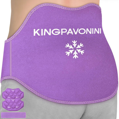 KingPavonini Extra Large Ice Pack for Back Pain Relief with Extension Strap, 2 Pack Reusable Lower Back Gel Ice Pack Wrap for Lumbar Surgery, Sciatica, Herniated Disc, Coccyx Pain, Cold/Hot Therapy
