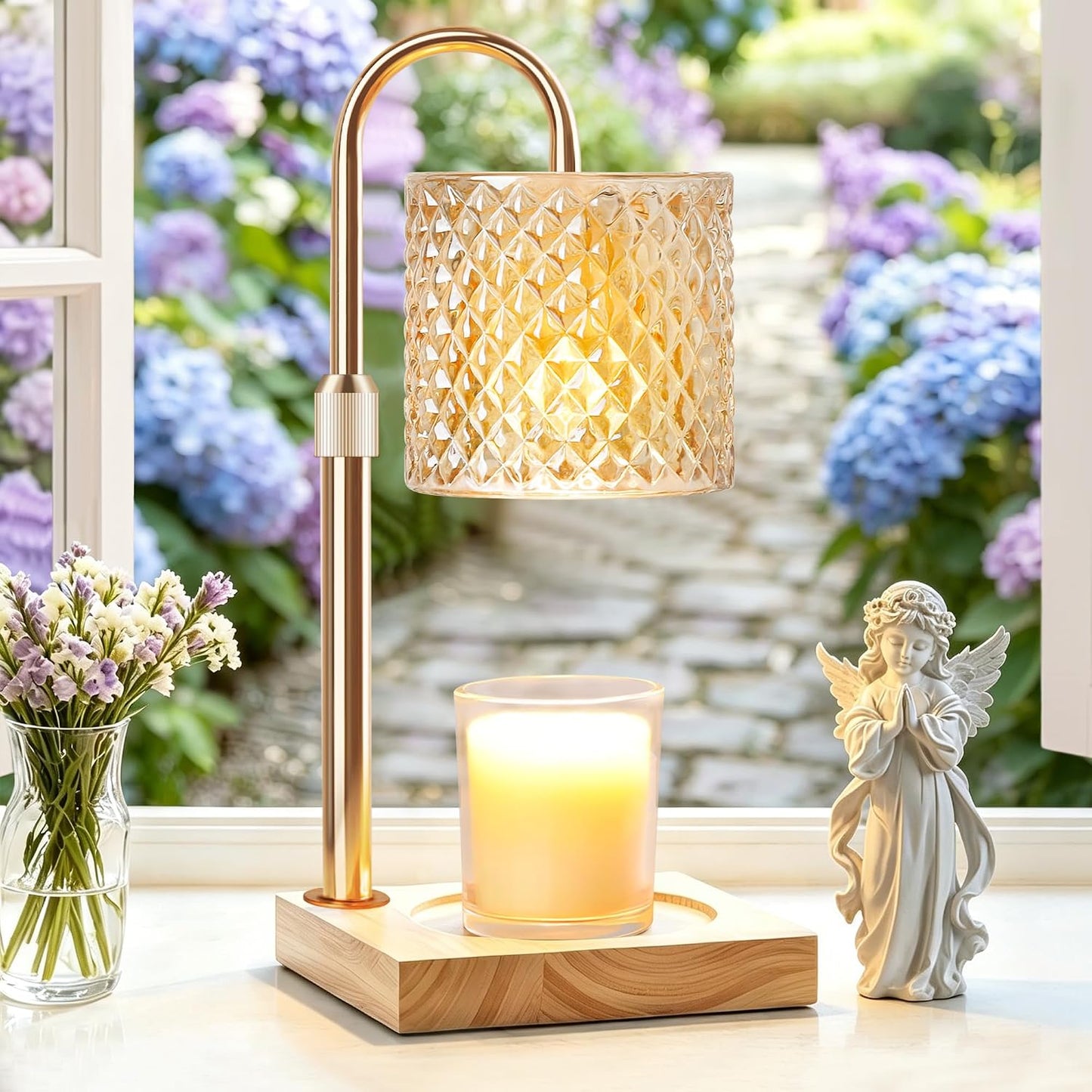 TigQiang Candle Warmer Lamp with Timer Dimmer, Birthday Gifts for Women Mom, House Warming Gifts, Elegant New Home Decor, Wax Warmer for Jar Candles, Heater Lamp for Scented Wax, Amber Glass