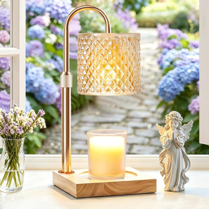 TigQiang Candle Warmer Lamp with Timer Dimmer, Birthday Gifts for Women Mom, House Warming Gifts, Elegant New Home Decor, Wax Warmer for Jar Candles, Heater Lamp for Scented Wax, Amber Glass