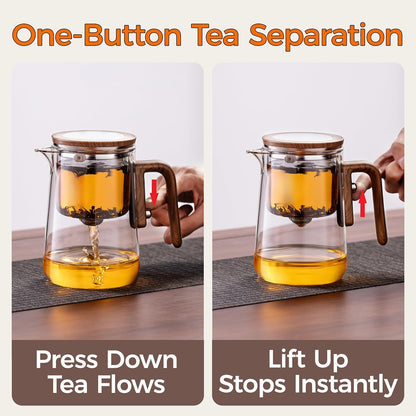 Enchanted Tea Pot, Magic Tea Pot for Loose Leaf Tea Steeper, Heat Resistant Borosilicate Glass Teapot with Tea Infuser, Ideal Gift for Tea Lovers - 20 oz (600 ml)