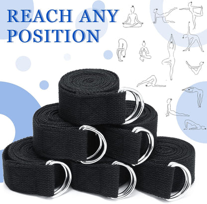 6 Pcs Yoga Straps for Stretching 8 Ft, Safe D Ring Buckle