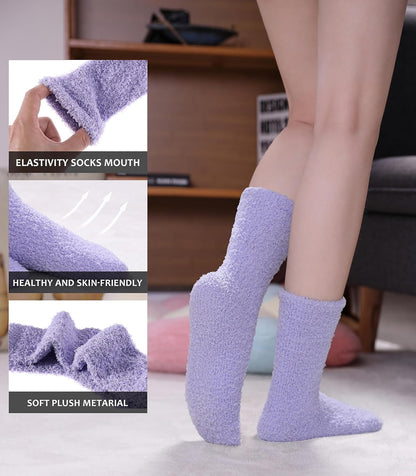 SDBING Fuzzy Socks for Women Soft Fluffy Home Sleeping Socks Cozy Warm Slipper Socks 6 or 5 Pairs