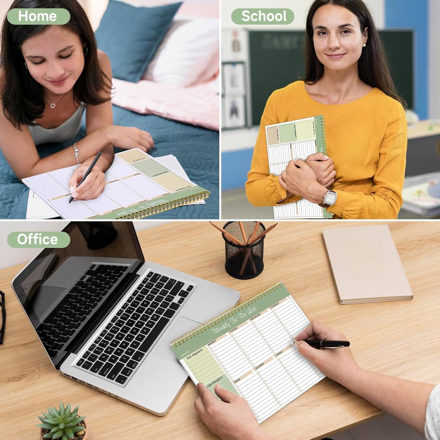 Thboxes Weekly To Do List Notepad, 8.5"x11" Desk Planner 52 Sheets, Green | 100GSM Paper Undated Habit Planner, Productivity Organizer Notepad, for Home School Office Work, Travel, College Essentials