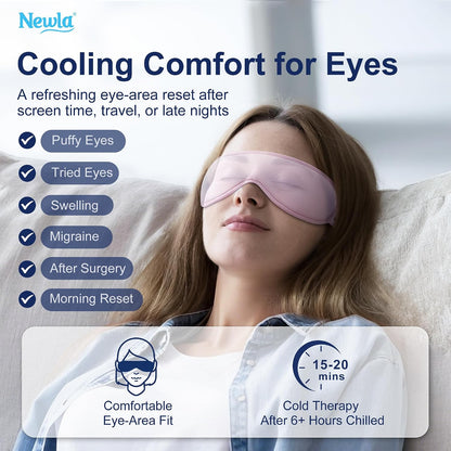 Cooling Gel Eye Mask for Puffy Eyes, Contoured Cold Compress for Eyes, Reusable Cold Eye Mask for Puffiness, Migraine & Tired Eyes, Post Surgery, Ice Gel Pack for Eye Care, Adjustable Strap (Blue)