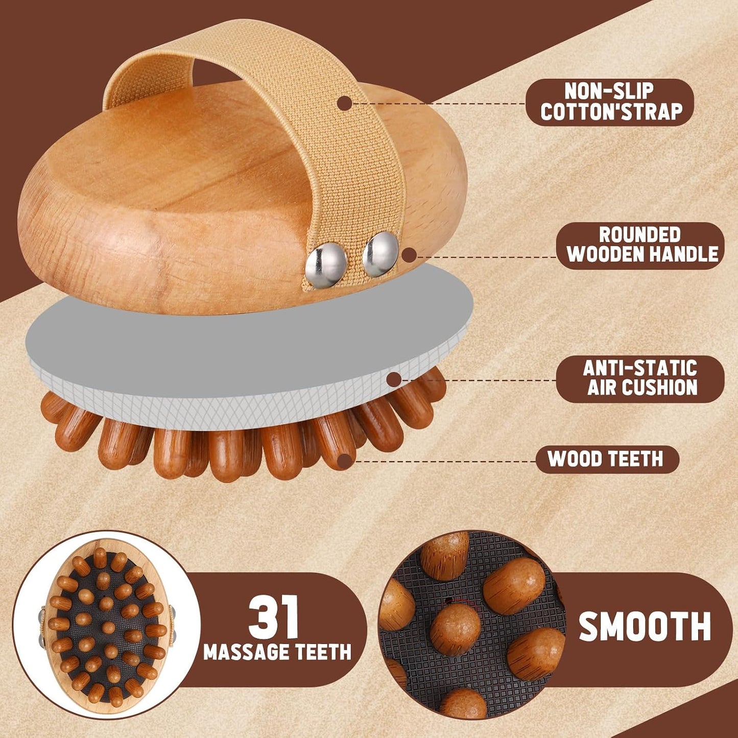 ProSuites 3 Pcs Wooden Head Scalp Massager Comb, Head Massage Tool for Relaxation Hair Gua Sha Comb