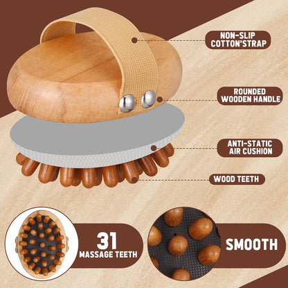 ProSuites 3 Pcs Wooden Head Scalp Massager Comb, Head Massage Tool for Relaxation Hair Gua Sha Comb