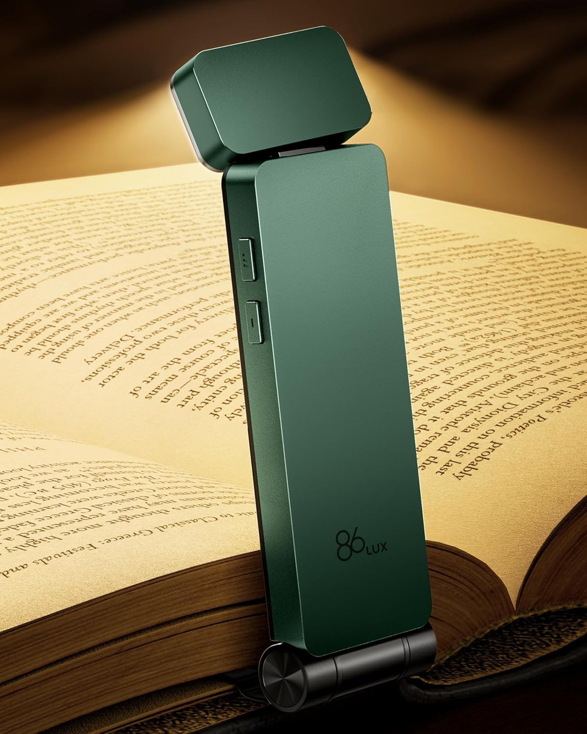 86lux Book Light, Rechargeable Clip-On LED Reading Light for Bed & Night Use - 3 Color Temperatures with Stepless Dimming, Ultralight Bookmark Design for Book Lovers, Grey
