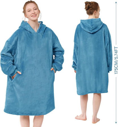 LetsFunny Blanket Hoodie,Oversized Wearable Sherpa Fleece Blanket Sweatshirt,Super Soft Warm Cozy with Giant Pocket,Gifts for Women Men Adults Teenagers, One Size Fits All