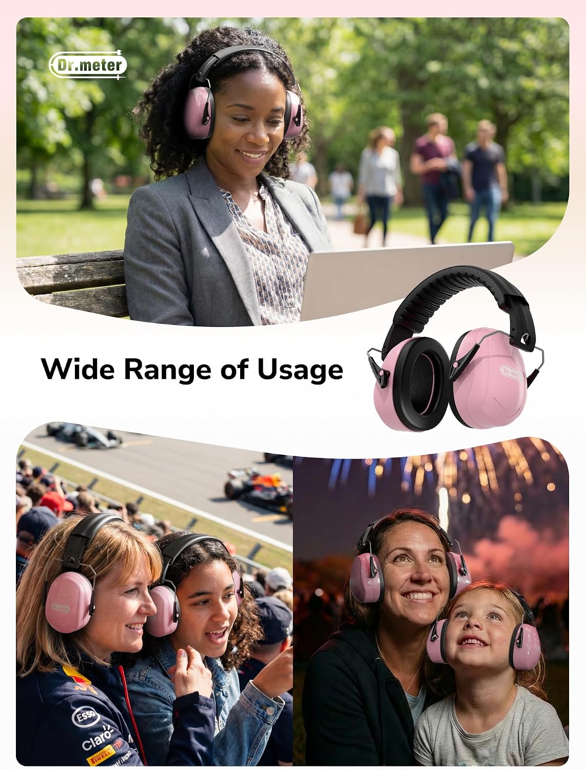 Dr.meter Ear Protection Ear Muffs, Noise Cancelling Headphones for Adults Kids 31dB Earmuffs for Noise Reduction, Hearing Protection for Shooting Gun Range, Mowing, Monster Jam, Sensory, Fireworks