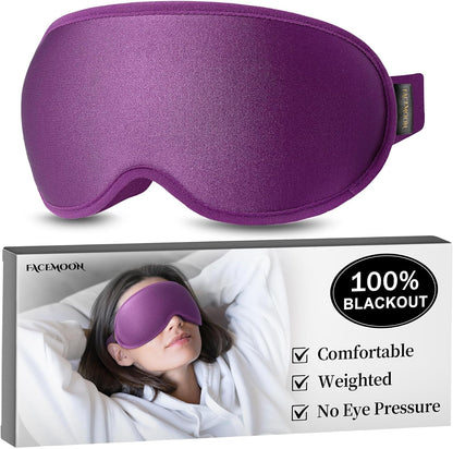 Blackout Weighted Eye Mask for Sleeping: 3D Contoured Gentle-Pressure Sleep Mask for Men & Women - Airplane Travel & Night Shift Essentials, Zero Eye Pressure, Breathable Blindfold, Black