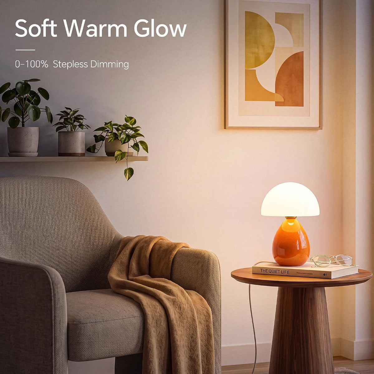 Dawnwake Mushroom Lamp Table Lamp for Bedroom-Small Desk Table Lamps,White