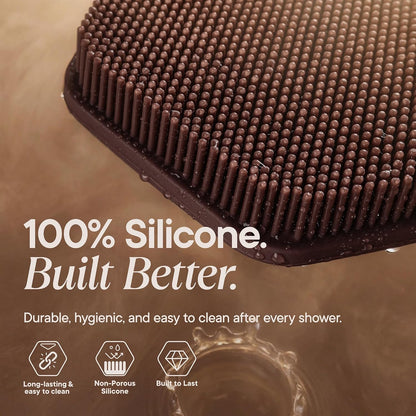 TOOLETRIES Silicone Back Scrubber for Shower, Exfoliating Body & Bath Brush, Long Ergonomic Handle, Non-Slip Grip for Hard-to-Reach Areas, Hygienic Silicone Bath Accessory for Men & Women - Charcoal