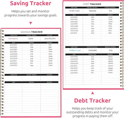 Budget Planner - Monthly Budget Book with Expense Tracker Notebook, Undated Bill Organizer & Finance Planner to Take Control of Your Money, Account Book to Manage Your Finances-Pink