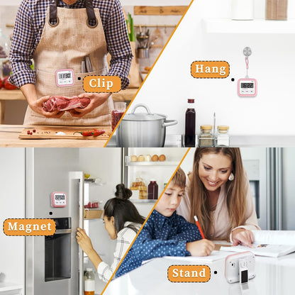 Timer, Kitchen Timers for Cooking Classroom Timer for Kids Teachers Magnetic Digital Timers 2 Pack, Black
