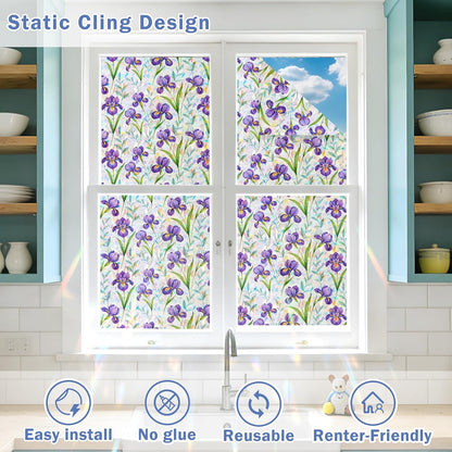 Window Film, Frosted Privacy, One Way Tint, UV Block, Heat Insulation, Anti-Glare, Static Cling, Renter Friendly for Home Bathroom Door