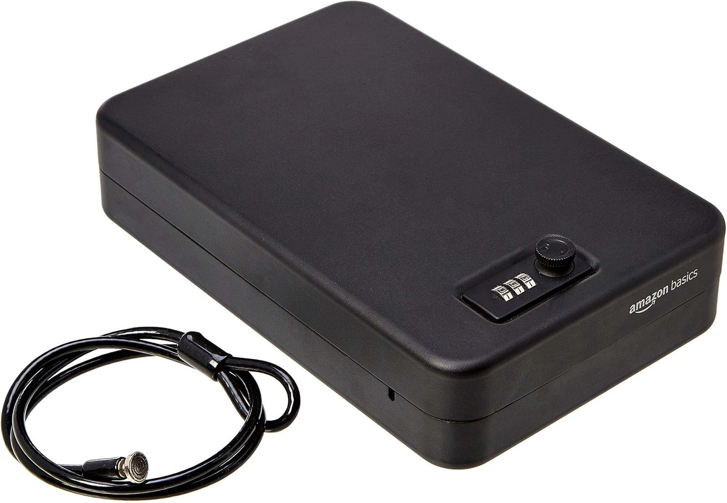Amazon Basics Portable Security Case Lock Box Safe with Combination Lock for Documents, Valuables, Personal Items, Dorm Room, Home, Large, Black