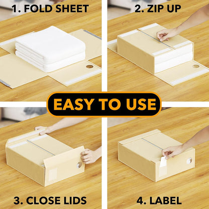 SpaceAid 5 Pack Bed Sheet Organizers and Storage, Foldable Sheet Organizer for Linen Closet, Sheets Set Folder Keeper with Window XL (Queen & King Size) Organizing Bedding Container, White