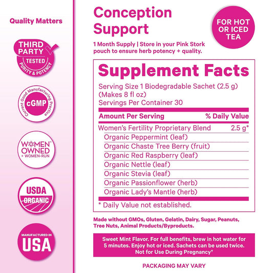 Pink Stork Fertility Tea, Organic Vitex + Cycle Support, Sweet Mint