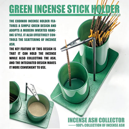 2 in 1 Incense Burner Holder for Sticks,Glass Incense Holder with Storage,Upside Down Incense Holder for Sticks with Glass Ash Catcher for Meditation Yoga Spa Room Home Decor[Full Black]