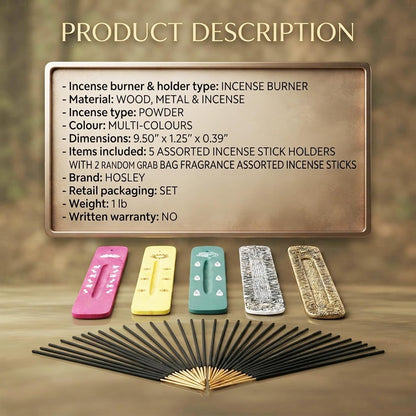 Hosley 320 Assorted Incense Sticks with Holder Eucalyptus, Fresh Bamboo, Lavender, Myrrh, Lavender Chamomile, Vanilla, Citrus, Dragon Blood Idea for Home, Wedding, Spa, Meditation & Aromatherapy