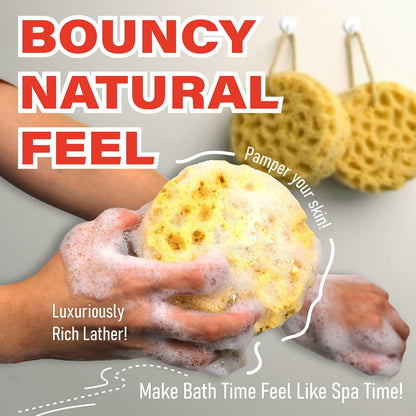 myHomeBody Bath Sponge, Foam Loofah, Body Scrubber for Bathing, Exfoliating Shower Pouf for Shower – Large Size, Lots of Lather, Curvy, 3 Pack